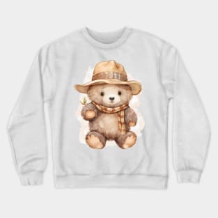 Grizzly Bear in Straw Hat Crewneck Sweatshirt